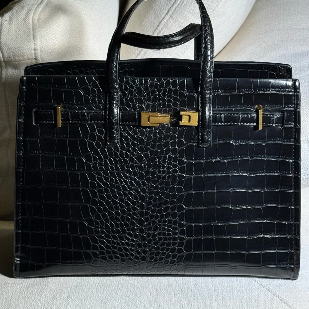 MANGO Black Crocodile-Embossed - Picture 1 of 7